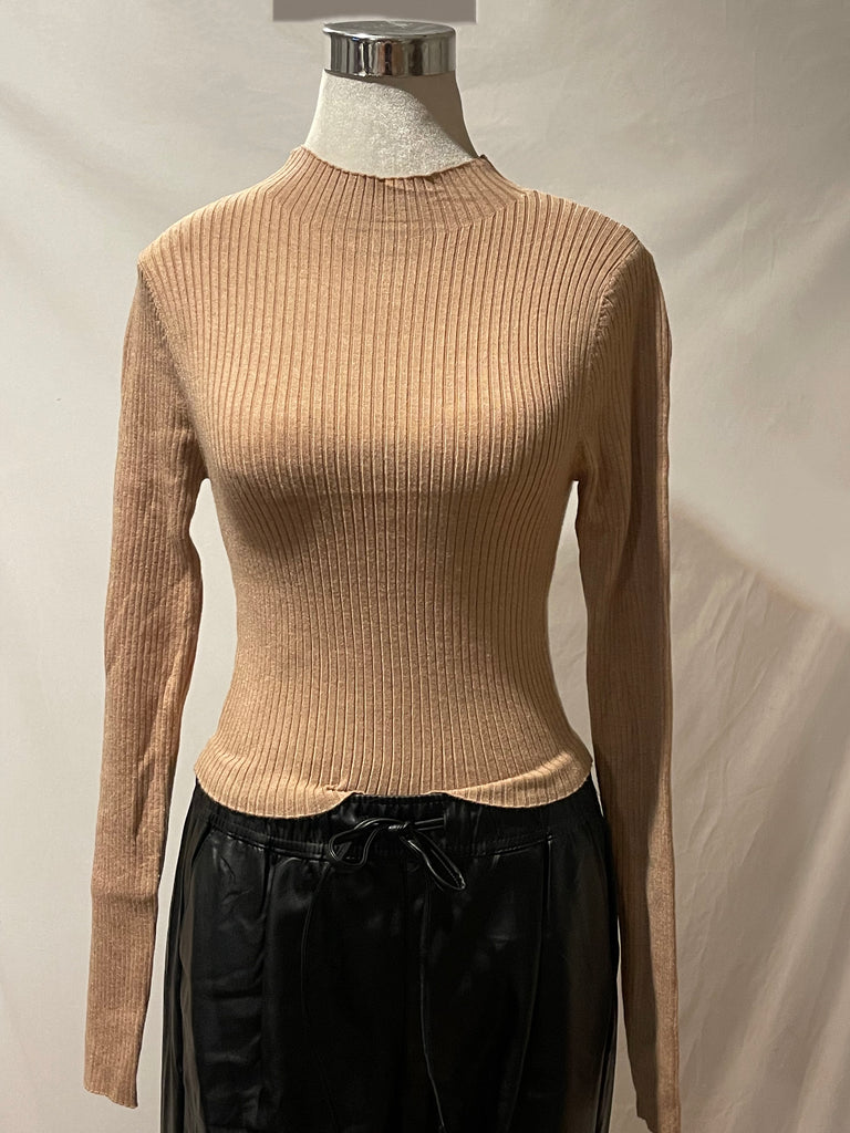 Not so Basic Mock Neck Top - Khaki