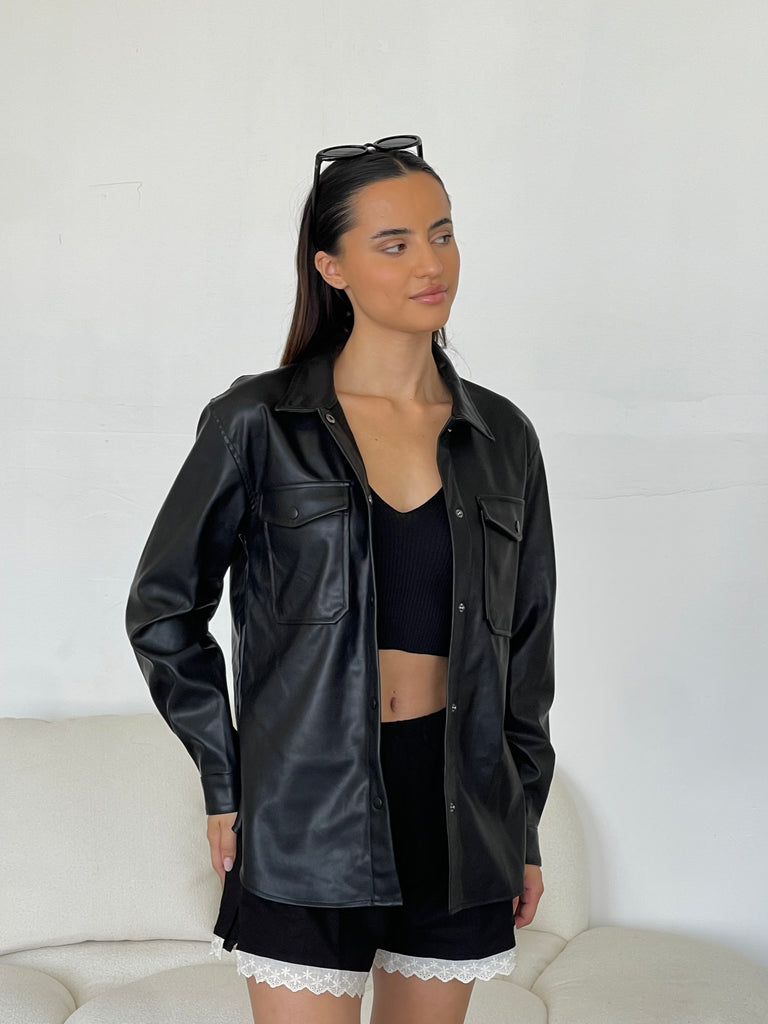 Pre-Fall Vegan Leather Shacket