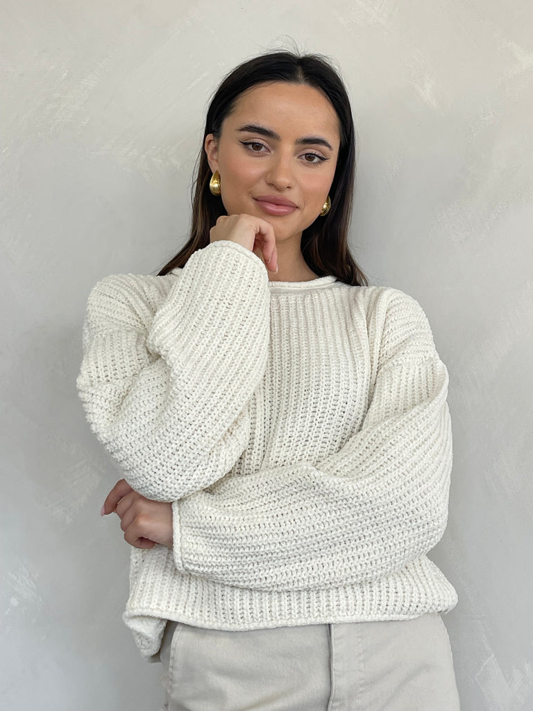 Waffle Knit Pullover Sweater