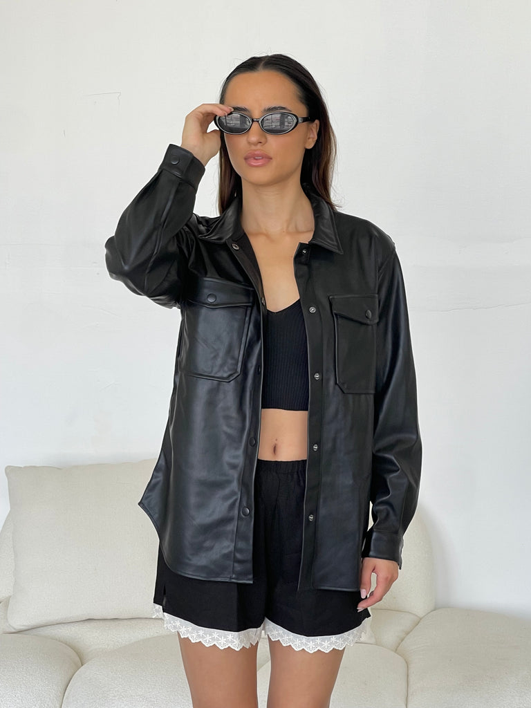 Pre-Fall Vegan Leather Shacket